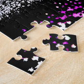 ピンクの森の絵を描パスを持つ白と黒 ジグソーパズル (側面)