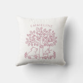 ピンクの森林動物と木 クッション (裏面)