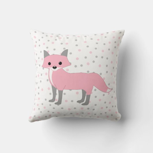 ピンクの森林動物のベビーの子供部屋の名前 クッション (裏面)