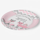 ピンクの森林動物のベビーシャワーの装飾 ペーパープレート (アングル)