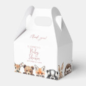 ピンクの森林動物の森の友人ベビーシャワー フェイバーボックス (正面サイド)