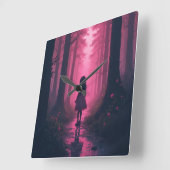 ピンクの森 スクエア壁時計 (傾斜)