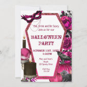 ピンクの棺ハロウィーン、フローラ招待状 招待状 (正面)