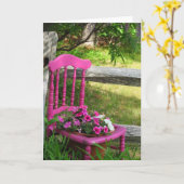 ピンクの椅子と花 – Martha's Vineyard Card カード (黄色い花)
