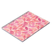 ピンクの植物の葉の模様スパイラルフォトノート ノートブック (左側)