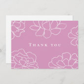 ピンクの植物モダン結婚式感謝カード 招待状 (正面/裏面)