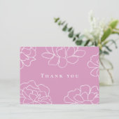 ピンクの植物モダン結婚式感謝カード 招待状 (スタンド正面)