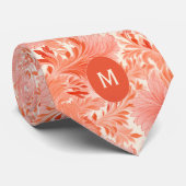 ピンクの植物モノグラム ネクタイ (ロール)
