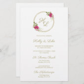 ピンクの植物性イニシャルエレガント結婚リースの写真 (正面/裏面)