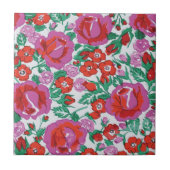 ピンクの植物性バラフローラルパターン タイル (正面)