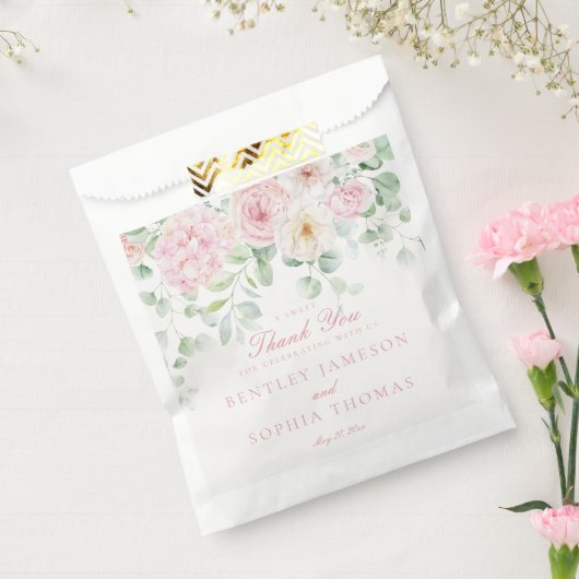 ピンクの植物性フローラアジサイ結婚のデザート フェイバーバッグ (封をした状態)