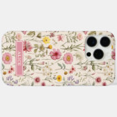 ピンクの植物水彩花柄名前 Case-Mate iPhoneケース (裏面 (横))