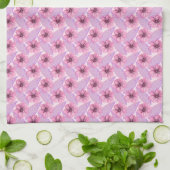 ピンクの植物画 水彩花柄 ナチュラルデザインB キッチンタオル (折り畳み)