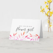 ピンクの植物私たちの花の女の子になる カード (黄色い花)