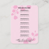 ピンクの植物製品価格リストカード 名刺 (裏面)