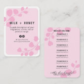 ピンクの植物製品価格リストカード 名刺 (正面/裏面)