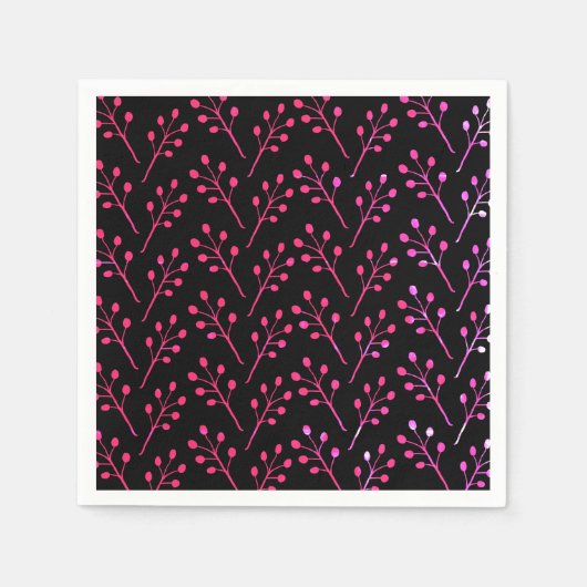 ピンクの植物 スタンダードカクテルナプキン (正面)