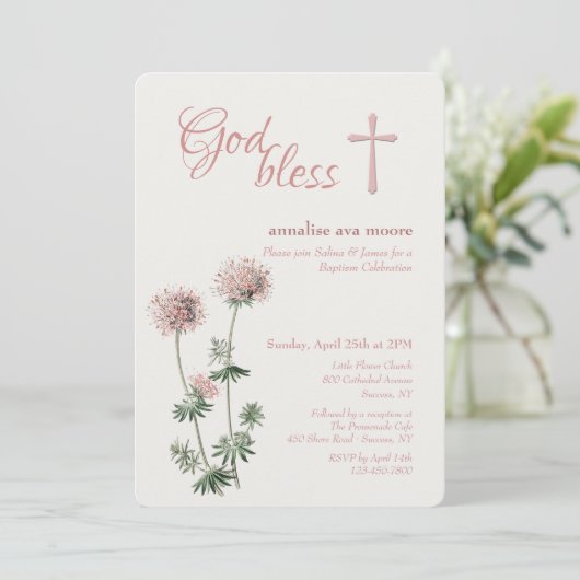 ピンクの植物 招待状 (スタンド正面)