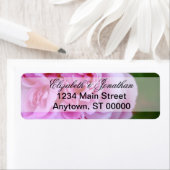 ピンクの椿とリ結婚ボン ラベル (インサイチュ)