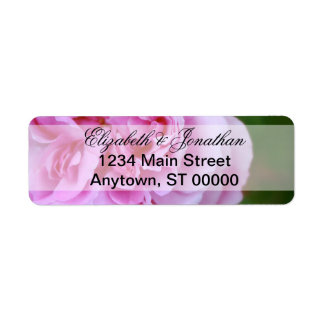 ピンクの椿とリ結婚ボン ラベル