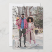 ピンクの椿の花の水彩画ウェディングフォト 招待状 (裏面)