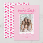 ピンクの楽しい明るい優雅な写真 シーズンカード (正面/裏面)