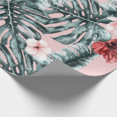 ピンクの楽園トロピカルアイランド花植物学 ラッピングペーパー (角)