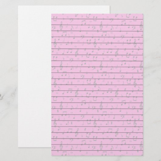 ピンクの楽譜 便箋 (正面/裏面)