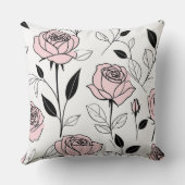 ピンクの様式化されたバラ クッション (裏面)