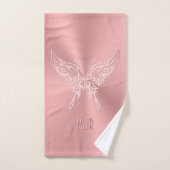 ピンクの様式化された蝶の丸い尾、エンボスの外観 バスタオルセット (ハンドタオル)