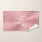 ピンクの様式化された蝶の丸い尾、エンボスの外観 バスタオルセット (ハンドタオル)