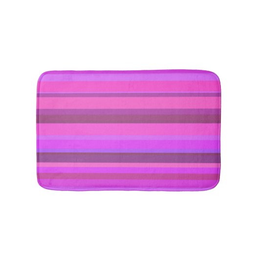 ピンクの横ストライプ線 バスマット (正面)