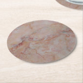 ピンクの横紋大理石の仕上げ ラウンドペーパーコースター (アングル)