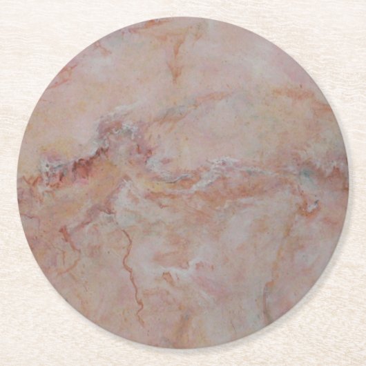 ピンクの横紋大理石の仕上げ ラウンドペーパーコースター (正面)