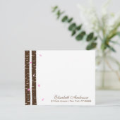 ピンクの樺の木の葉のメモカード 招待状 (スタンド正面)