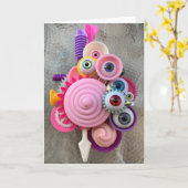 ピンクの機械 カード (黄色い花)