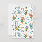 ピンクの歌鳥と動物バンド 招待状 (裏面)