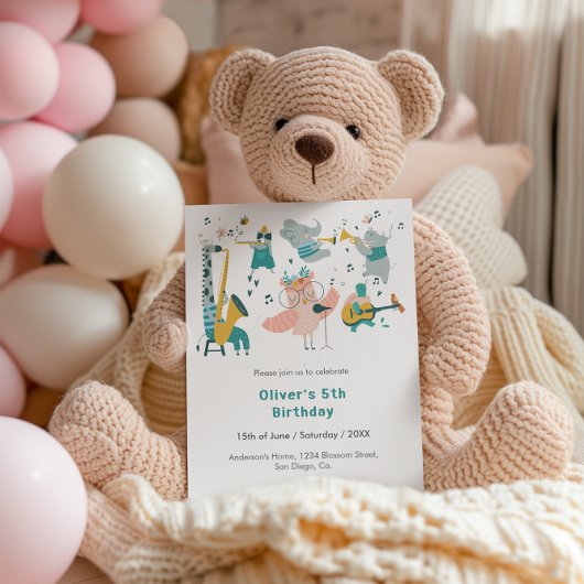 ピンクの歌鳥と動物バンド 招待状