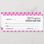 ピンクの正方形のギフト証明書 (正面/裏面)