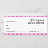 ピンクの正方形のギフト証明書 (正面)