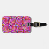 ピンクの正方形のタイル ラゲッジタグ (正面横)