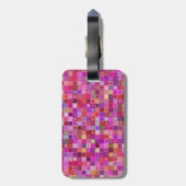 ピンクの正方形のタイル ラゲッジタグ (裏面縦)