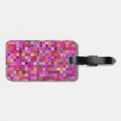 ピンクの正方形のタイル ラゲッジタグ (裏面横)