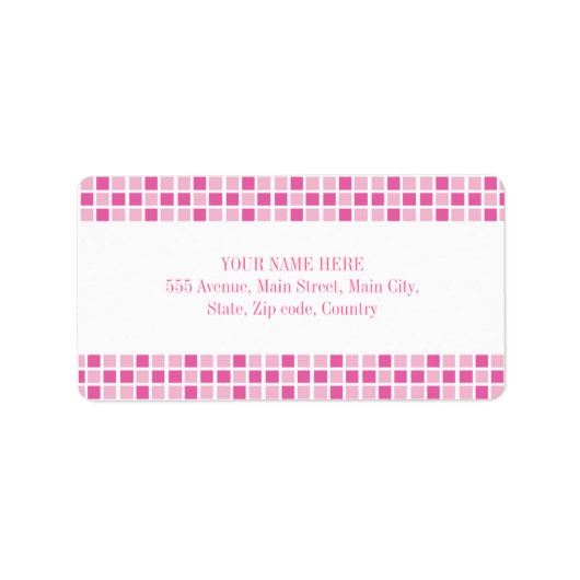 ピンクの正方形パターン ラベル (正面)