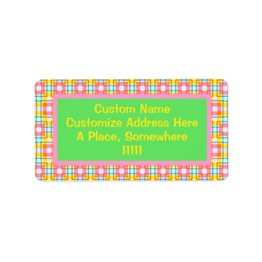 ピンクの正方形春色パターンアドレス ラベル (正面)