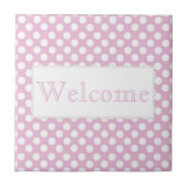 ピンクの正気でない水玉模様のセラミックタイル タイル (正面)