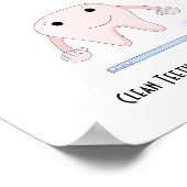 ピンクの歯と歯ブラシを使った歯科のスローガン ポスター (角)