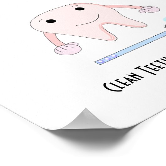 ピンクの歯と歯ブラシを使った歯科のスローガン ポスター (角)