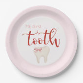 ピンクの歯のミニマル ペーパープレート (正面)