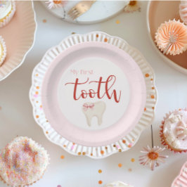 ピンクの歯のミニマル ペーパープレート